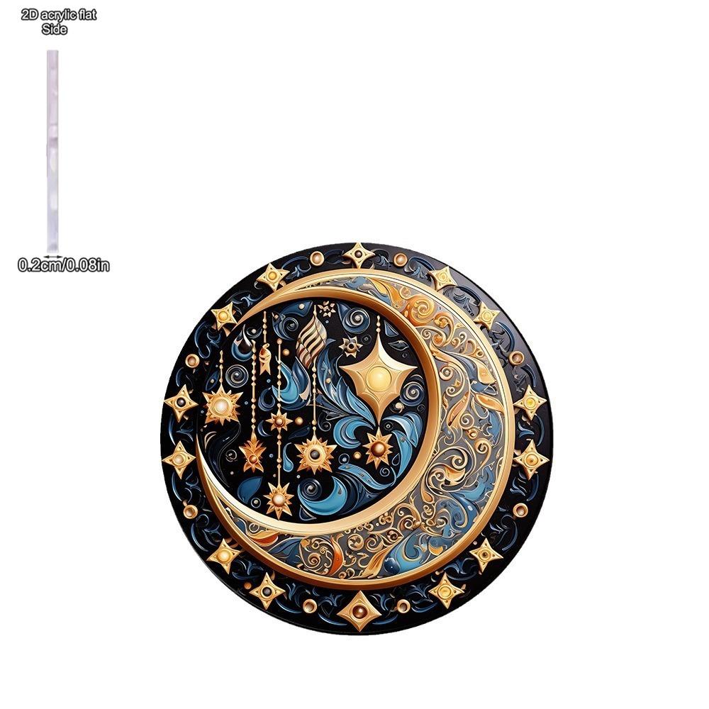 Vintage Acrylic Sign, Sun and Moon Stained Suncatcher Window Hanging Ornaments Acrylic Plate for Home Room Wall Decoration Garden Hallway Pendant Diy