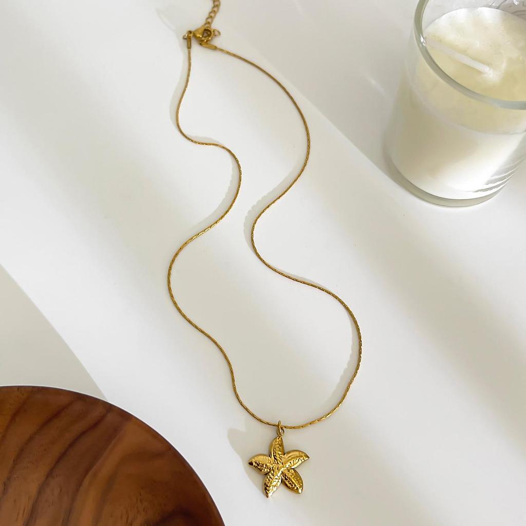 MHS.SUN Seestern Muschel Muschel Anhänger Halsketten Für Frauen Männer Edelstahl Trendige Kette Choker Strandparty Schmuck Sommer