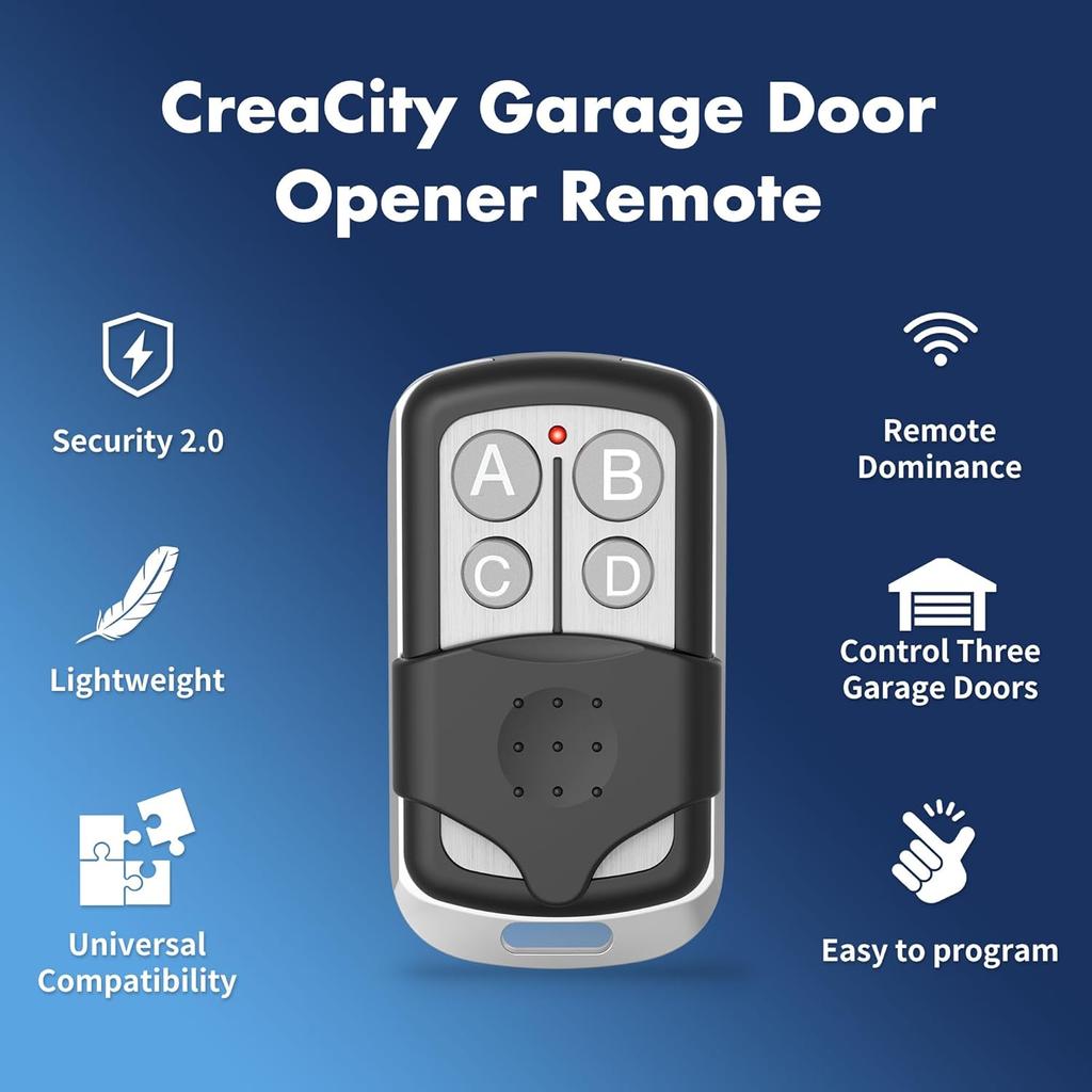 Universal Garage Door Opener Remote 4 Channels RF433MHz Remote Control Keychain Clone Fixed Learn Rolling Code