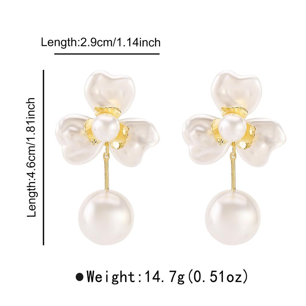 Summer Hot Selling French Flower Pearl Stud Earrings Elegant Lady Style Fashion Temperament Versatile Ear Jewelry For Women