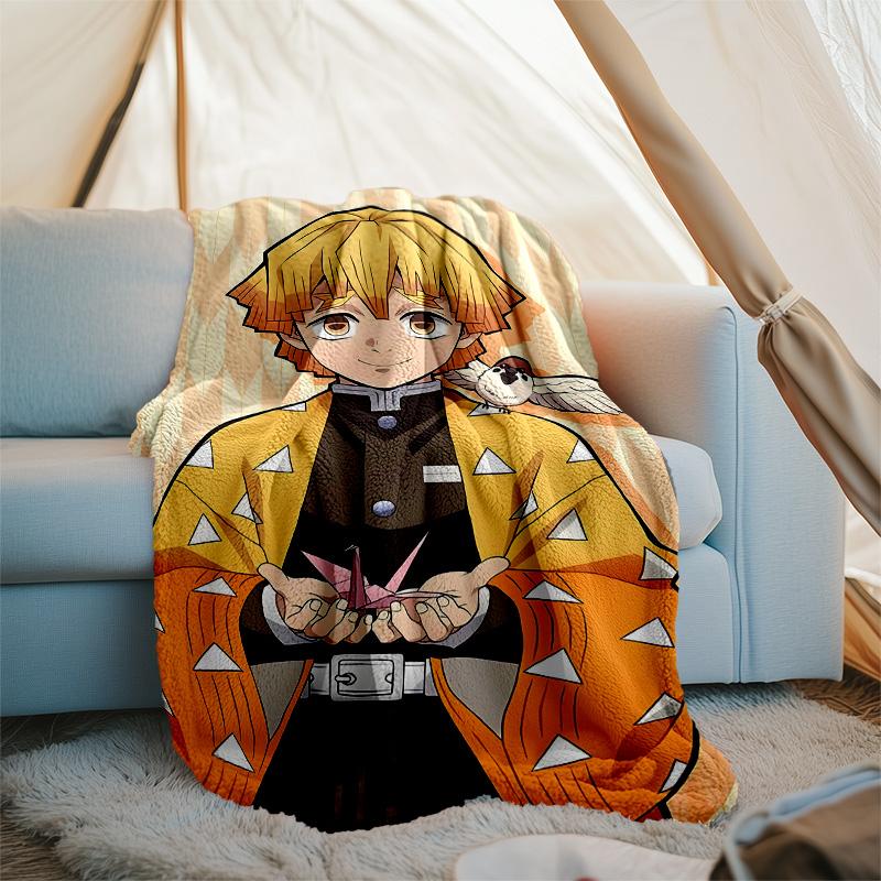 1pc Agatsuma Zenitsu Theme Blanket - Digital Print, Polyester, Cozy for All Seasons, Perfect for Outdoor, and Travel