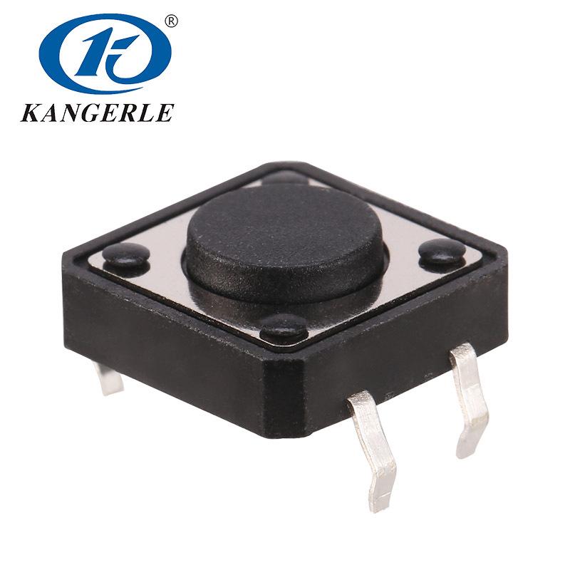 Black Eco-Friendly 12x12 Multi-Height Direct Plug-in 4-Pin Tactile Button Switch
