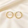 Gold Zirconia Stainless Steel Hoop Earrings - Versatile Round Micro Paved Studs with Stones.