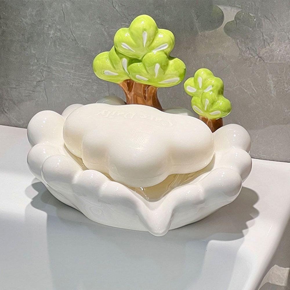 Self Draining Soap Draining Container Portable Soap Dish Tray Ceramic Soap Plate  Household