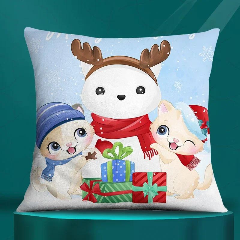 Square Pillowcase, Christmas Gift, Santa Car Supplies, Office Supplies, Living Room Sofa Cushion Cover, Home Decoration.
