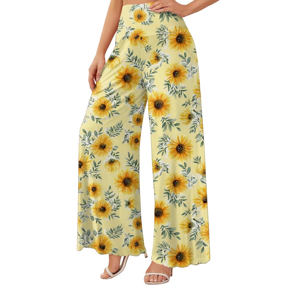 Women's High Waist Wide Leg Flowy Pants with Pockets for Casual Everyday Wear