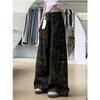 American Camouflage Workwear Denim Female XS Small High Waist Loose and Slimming Drooping Straight Wide-Leg Draggle-Tail Trousers