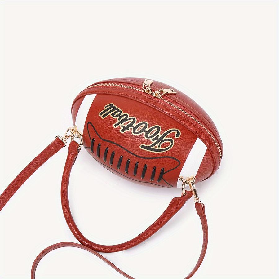 New American football/rugby ball handbag, creative, fashionable, unique, cute, lightweight crossbody bag, commuting, high-end, everyday, versatile.