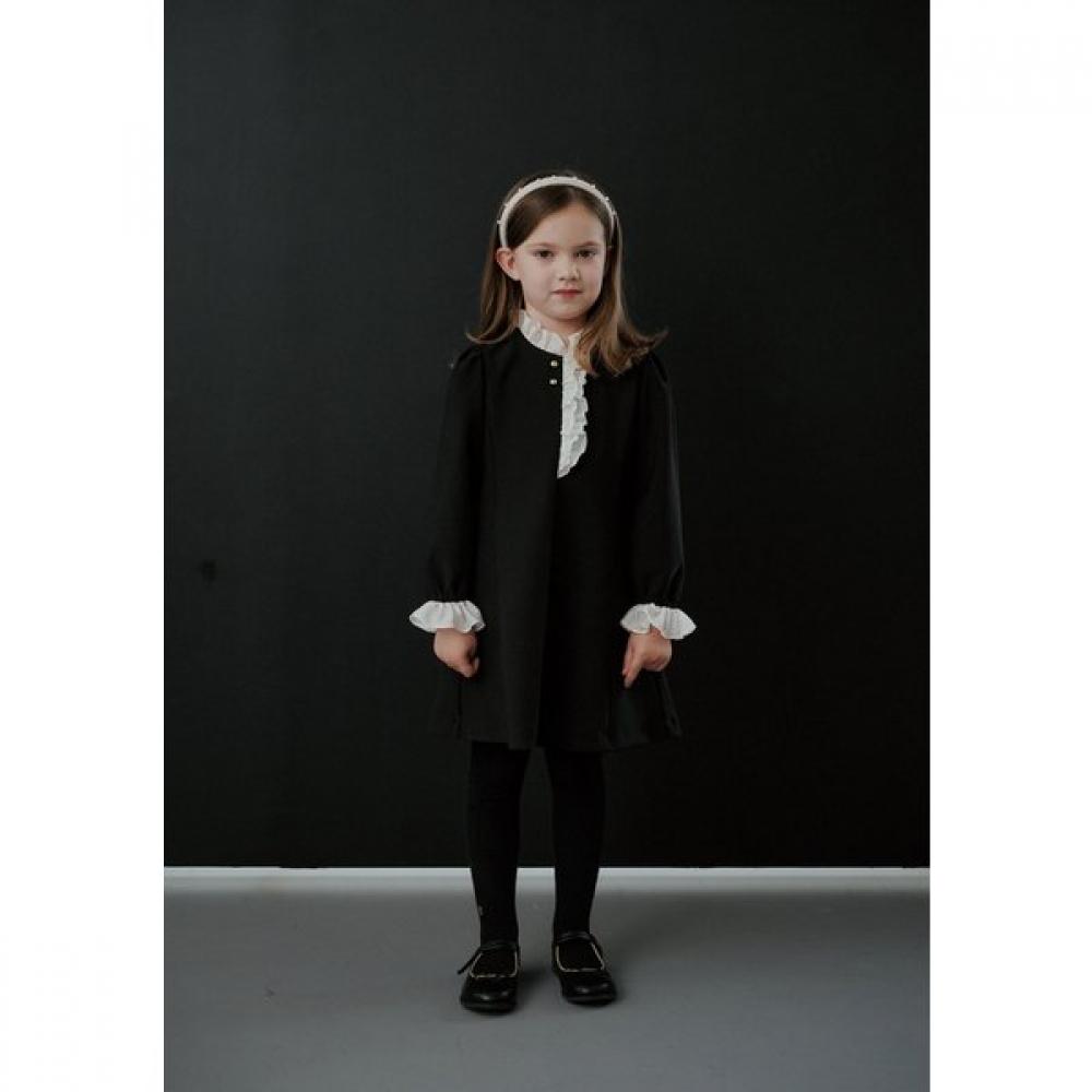The Coffee Bean   Tea Leaf Black Contrast Ruffle Dress Bz54op03bk