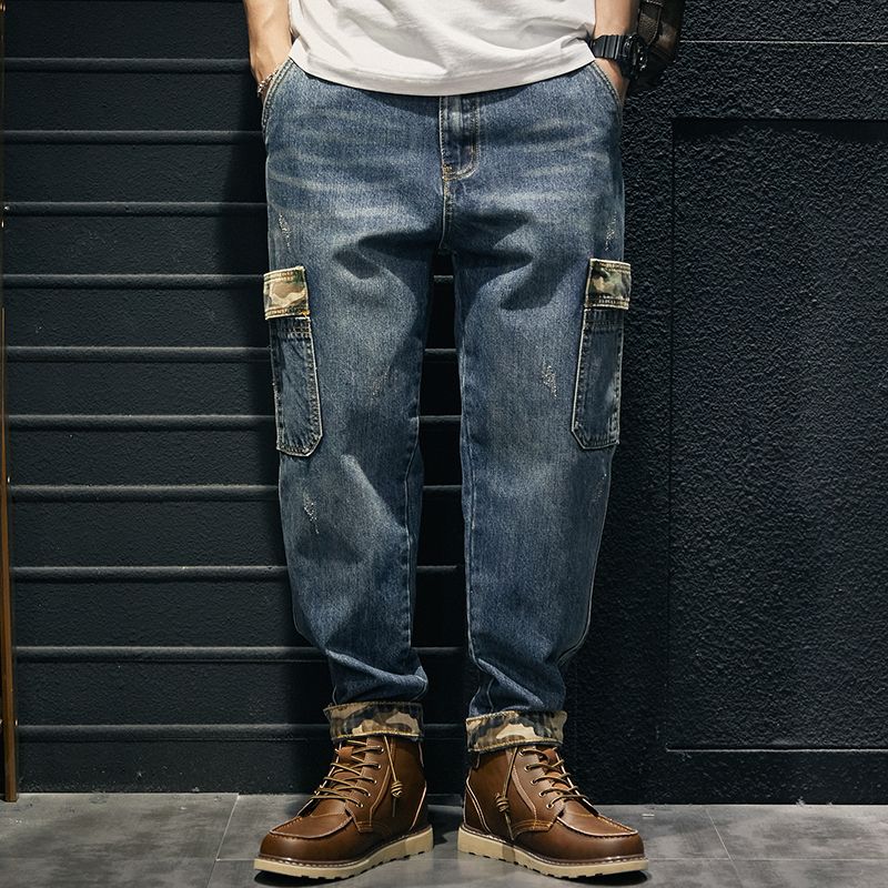 Jeans Men Trendy Large Size Distressed Loose Casual Retro Trousers