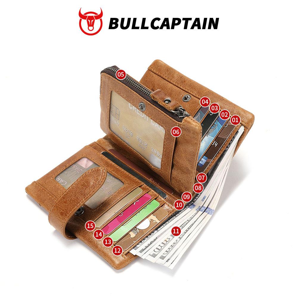 Men'S Leather Wallet Short Vertical Multifunctional Separable With Change Clip Business Casual Coin Bag