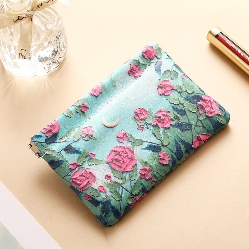 Rose Series Mini Makeup & Accessory Pouch - Portable Lipstick, Airpods, & Cable Storage Bag