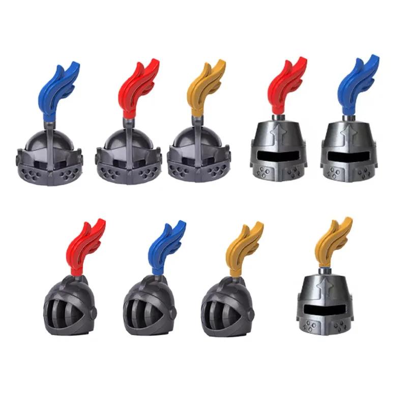 MOC Medieval Military Building Blocks Weapon Figure Accessories Shoulder Armour Helmet Bow Cape Hat Sword Brick Toy Gift X038