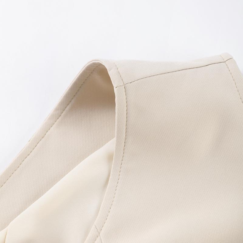 Elegant Sleeveless V-neck Dress Women's Slim Khaki Zippers Short Dresses Streetwear