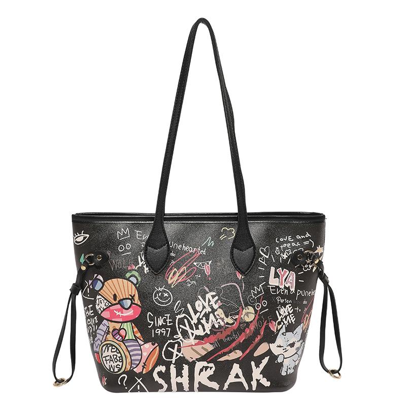 Graffiti Fashion 2025 Women's Versatile Handbag: Large Capacity Tote for Commute, Travel & College