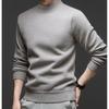 Men's Casual Half-High Neck Ferret Wool Sweater - Fleece Lined, Warm, Solid Color, Winter Knit.