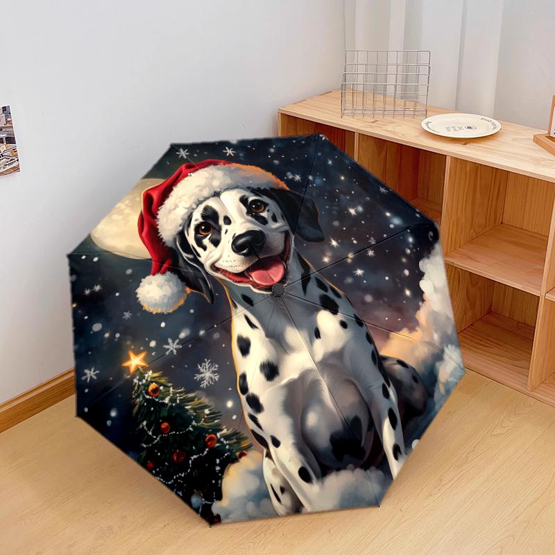 Christmas dog, automatic folding umbrella, portable and foldable design, 8 ribs, a Christmas or birthday gift.