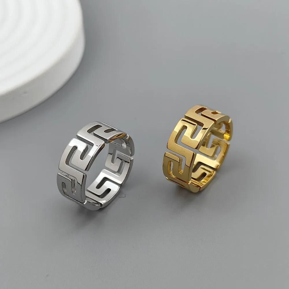 1Pcs Gold Color Hollow Infinity Rings for Women Stainless Steel Engagement Minimalist Geometric Rings Couple Jewelry Wholesale