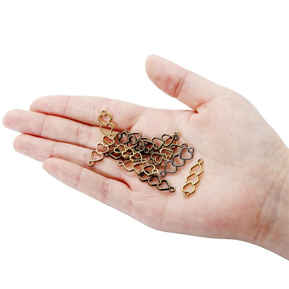 30 Pièces/lot Alliage Couleur Or Argent Cœur Creux Breloques Pour Boucles d'Oreilles Colliers DIY Breloques d'Amour Accessoires de Fabrication de Bijoux