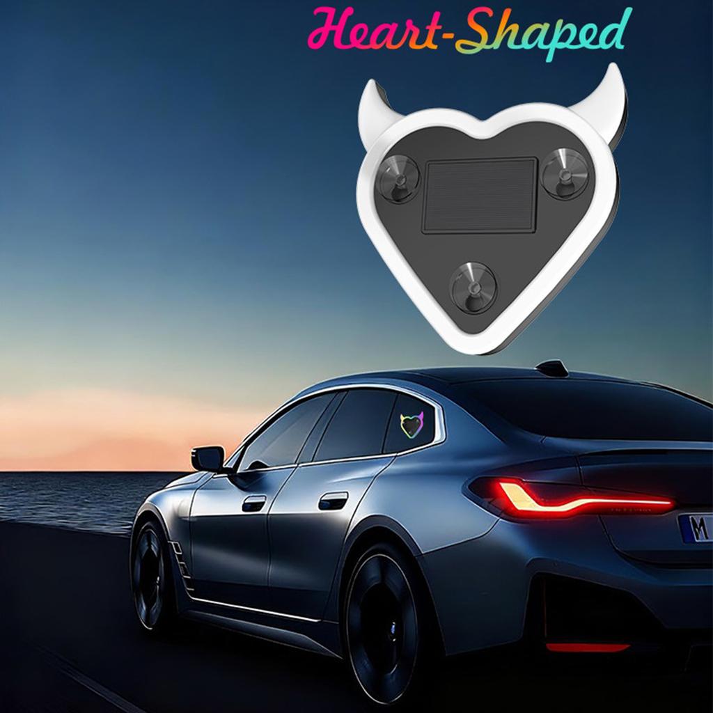 Double Power Source Car Window Light Solar and USB C Charging Heart Shape Decoration Suction Mount Ambiences Lighting
