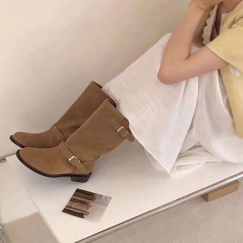 Medium Boots Children's Summer New Round Head Retro Knight Boots 2024 New Korean Version of Western Cowboy Boots Versatile