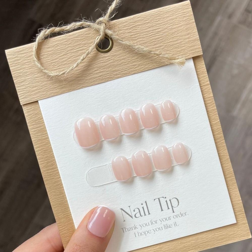 10Pcs Gradient Cream Short Style Fake Nails Nail Accessories Fake Nail Extension  Women S-Simple French