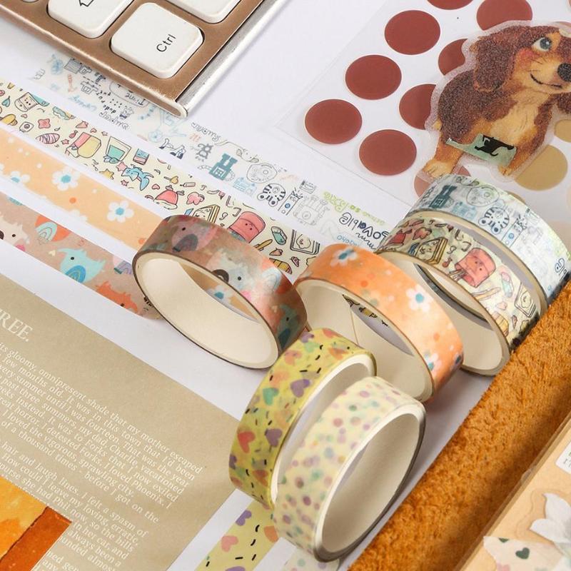 5Roll Romantic Flowers Bows Stars Washi Tape Ins Style Diy Decorative Tape Supplies Planner Diary Ledger Decoration Supplies