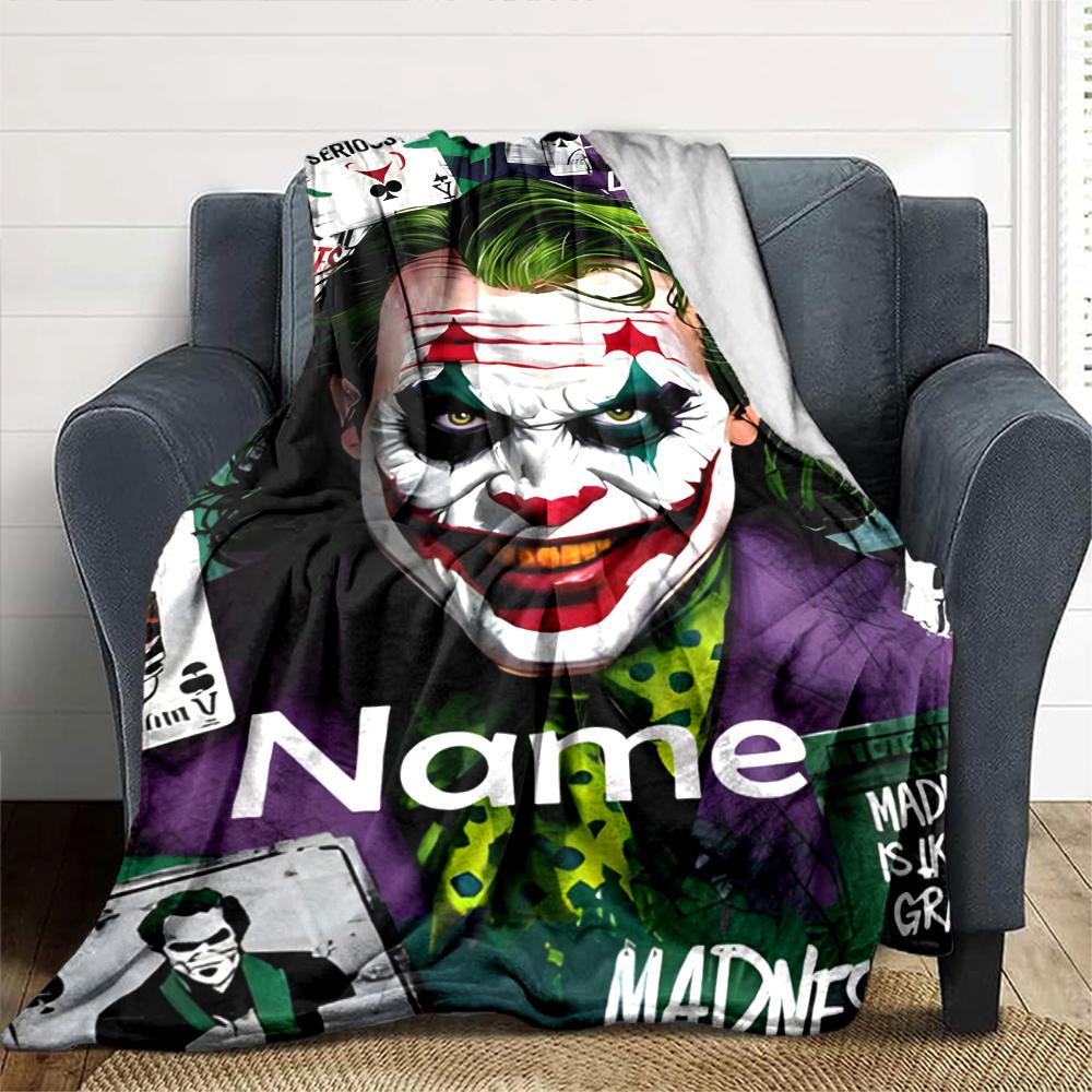 Customiz Name Personality Joker Blanket Soft &Warm Sofa Office Bed Travel Lunch Break Blanket, Gift Suitable All Seasons