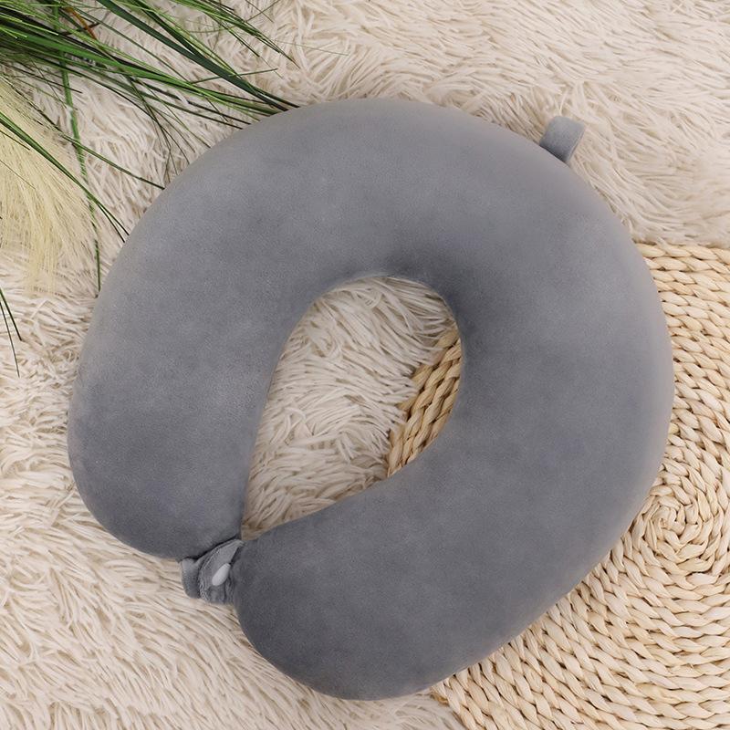 Travel Neck Pillow for Airplane, Car, Office - Memory Foam Support with Snap Strap Soft Washable Cover Portable for Flight&Home
