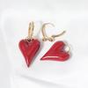 Golden Plated Red Heart Dangle Earrings for Women Hoop Earrings for Jewelry Wedding Party Accessories