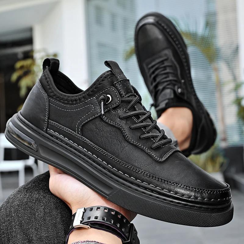 Hochwertige Bequeme Business-Schuhe für alle vier Jahreszeiten 2024 Herbst Neue Herren Freizeitschuhe Retro Echtes Leder Leichte Schuhe 44