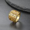 LIKGREAT Hollow Filigree Flower Finger Ring for Women Couple Stainless Steel Fashion Design Jewelry Boho Trend Birthday Gift