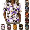 Women's Short Sleeve Henley Shirt Button Front Casual Loose Fit Cotton Linen Blend Top Halloween Graphic Print
