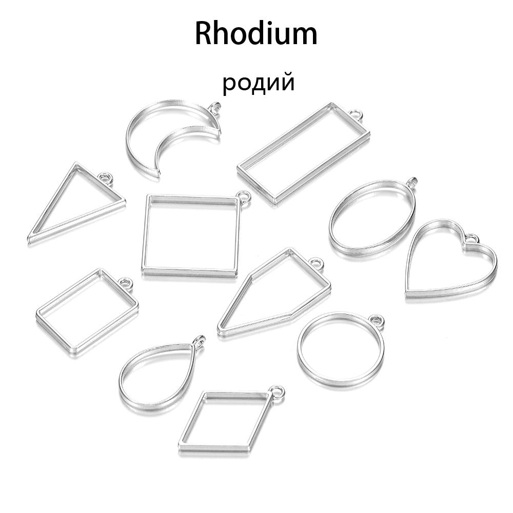 11-22Pcs Metal Geometric Hollow Frame Bezel Border Molds UV Epoxy Resin Molds For DIY Jewelry Making Findings Round Pendants