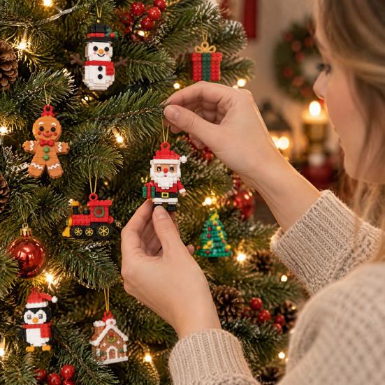 Christmas Party Favors 24-Day 3D Mini Brick Ornament Advent Calendar 2026, 24 DIY Santa Claus Reindeer Snowman Figures Building Set Countdown
