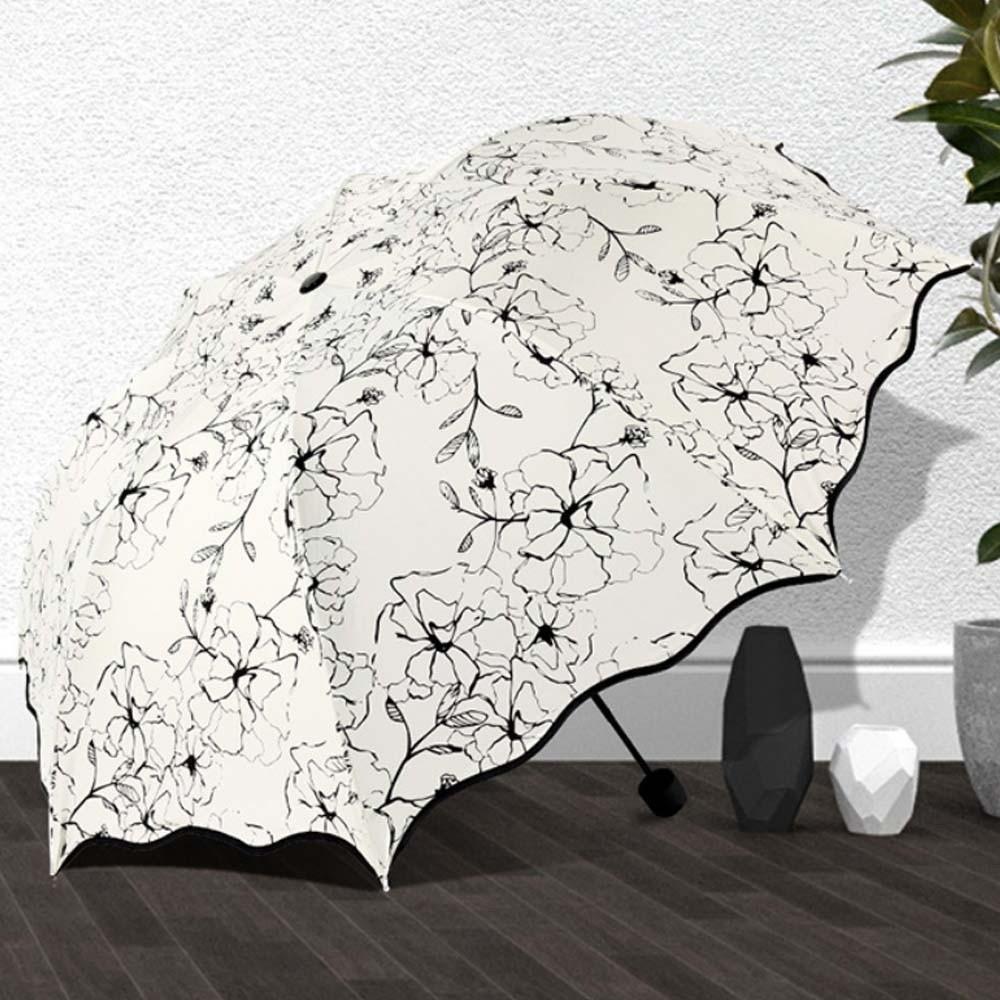 Flower Shaped Design Dual-use Folding Umbrella Lightweight anti-UV Protection Brolly  Travel