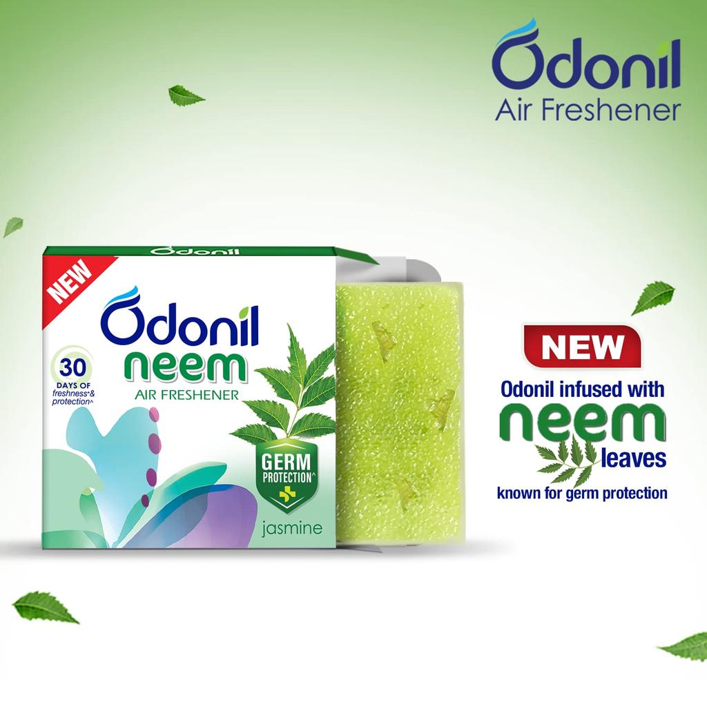 Odonil Neem Toilet Freshener Blocks 192g (48g X 4) Long Lasting Lavender Jasmine Fragrance Germ Protection