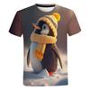 Summer New Penguin Pattern Men's T-shirt Fun Element Round Neck Extra Large Comfortable Short sleeved Top
