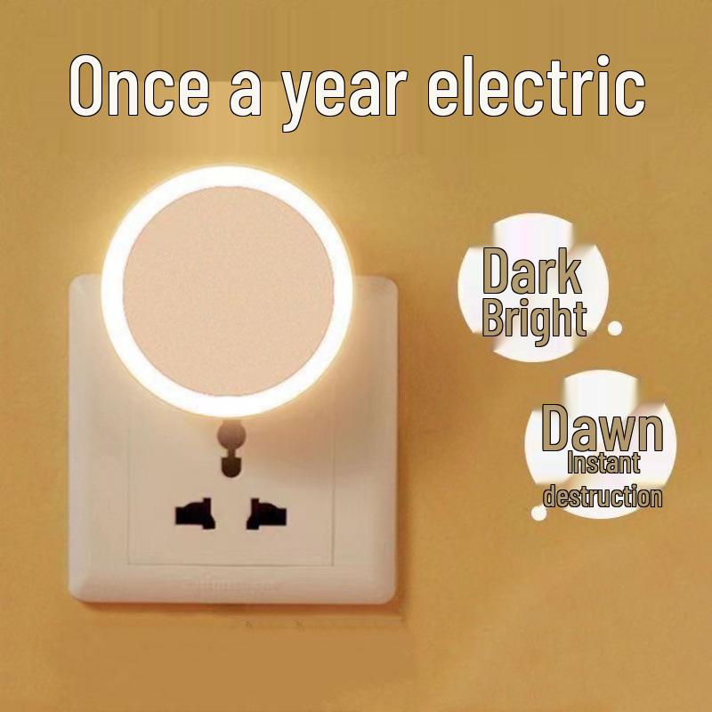 Smart LED Bedside Night Light with Sensor Control - Energy-Saving Plug-in for Children's Bedroom
