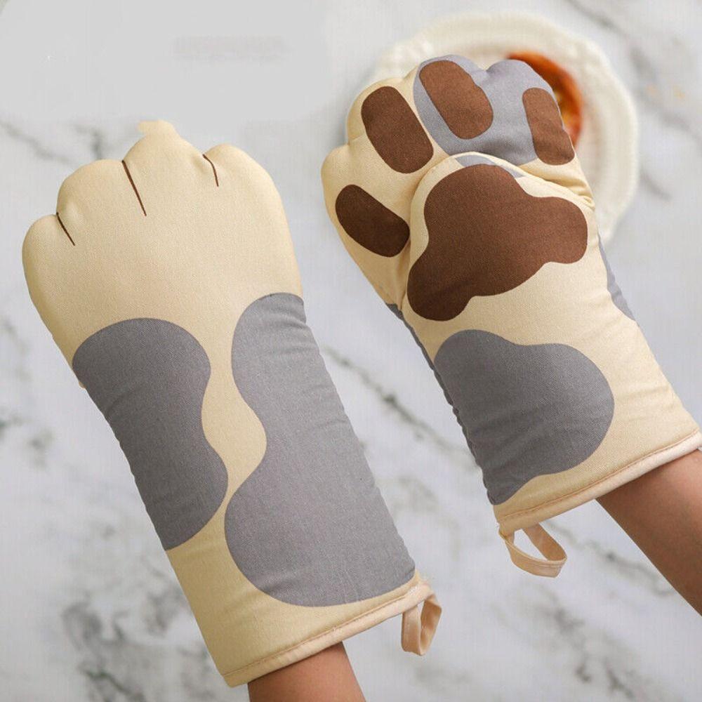 Anti-scald Baking Oven Gloves Gray Microwave Insulated Gloves New Cat Paws Oven Mitts