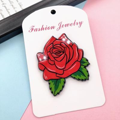 Japan and Korea Cartoon Red Rose Flower Brooch Simple Temperament Versatile Corsage Pin Jacket Cardigan Badge Button Pin Accessories