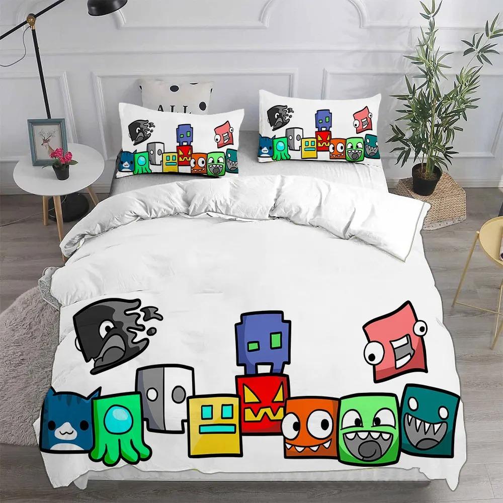 Comforter Geometry Dash Bedding Sets Comforter Quilt Bed Pillow Case 2-3 Pieces Sets Kids Adult Size