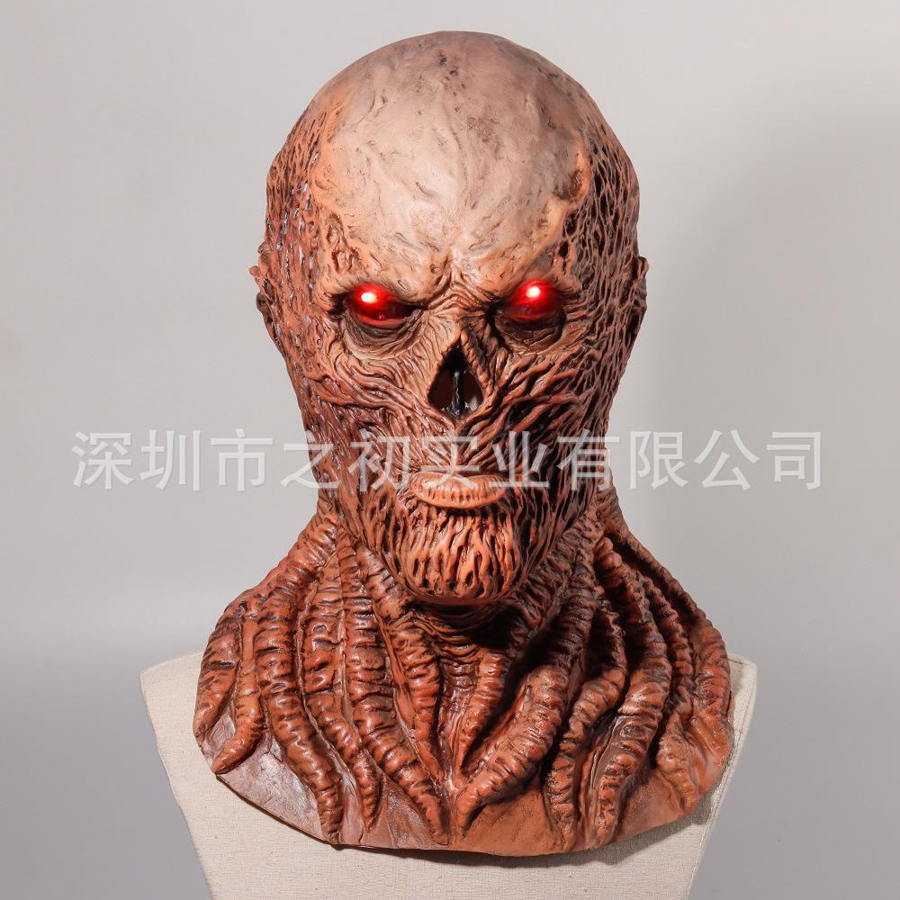 Stranger things4vecna Vikna Latex Gloeiend Mask Hoofddeksel Halloween Horrorfeest Attributen