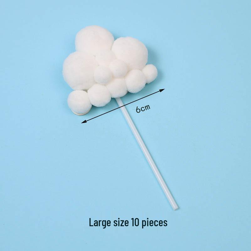 Pom-pom & Star Cake Toppers with 3D Clouds - Festive Birthday Table Decor