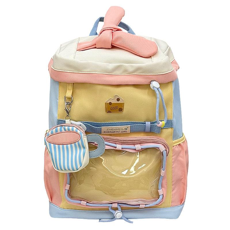 Schoolbag Japanese backpack candy contrasting colors Japanese ins toffee student schoolbag star college class backpack sweet wind
