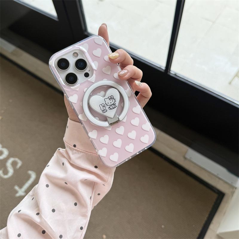 Heart Rabbit Cat Magnetic Stand Case for iPhone 17/16 Pro Max/15/14