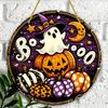 1pcs Halloween Retro Pumpkin Head, Colored Glass Style Sunshine Catcher, Acrylic Sign, Four Seasons Decoration