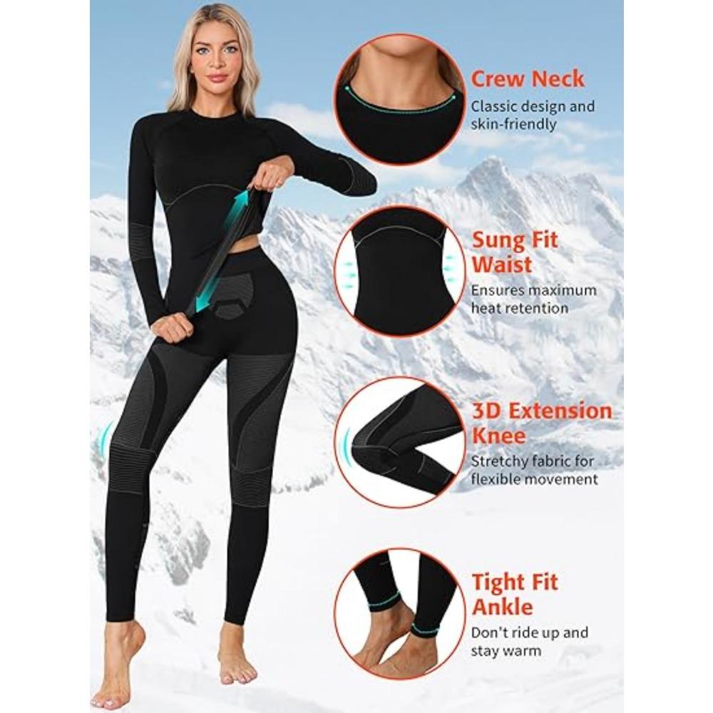 CHARMLEAKS Biancheria intima termica per donna, set di strati di base caldi invernali, top e pantaloni per il freddo