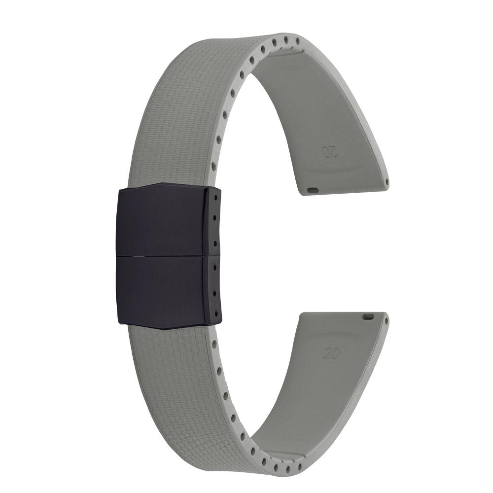 20mm Delugs CTS FKM Gummi Uhrenarmbänder mit 4 Farben Schmetterlingsschließe Einzigartige Textur Schnellverschluss Uhrenarmband für Markenuhr