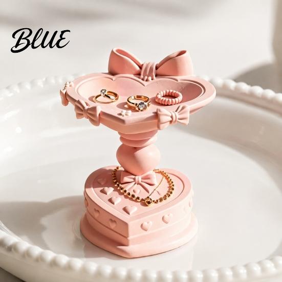 Earring Display Stand Heart Shape Jewelry Tray with Bow Design 3D Printed Desktop Storage Organizer Romantic Gift for Her Matte Finish Macaron